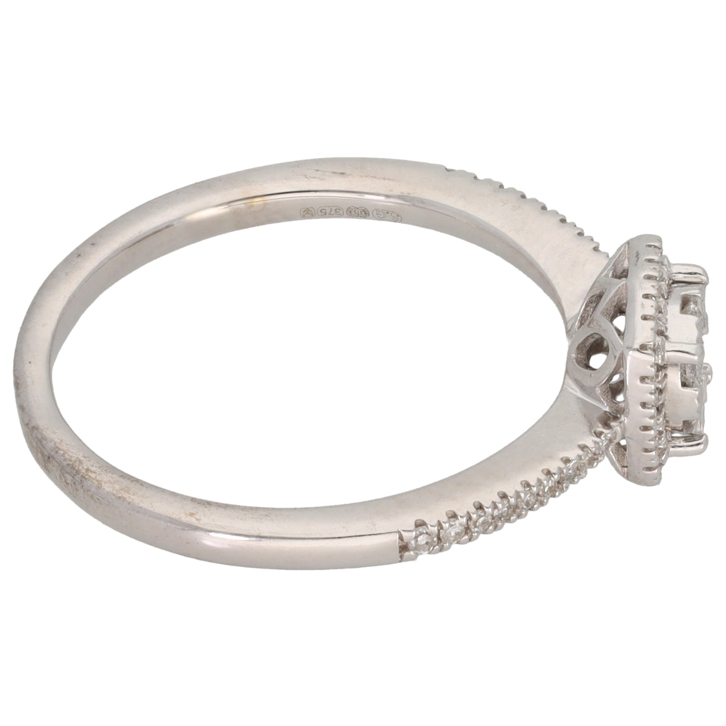 9ct White Gold 0.20ct Diamond Cluster Ring Size M