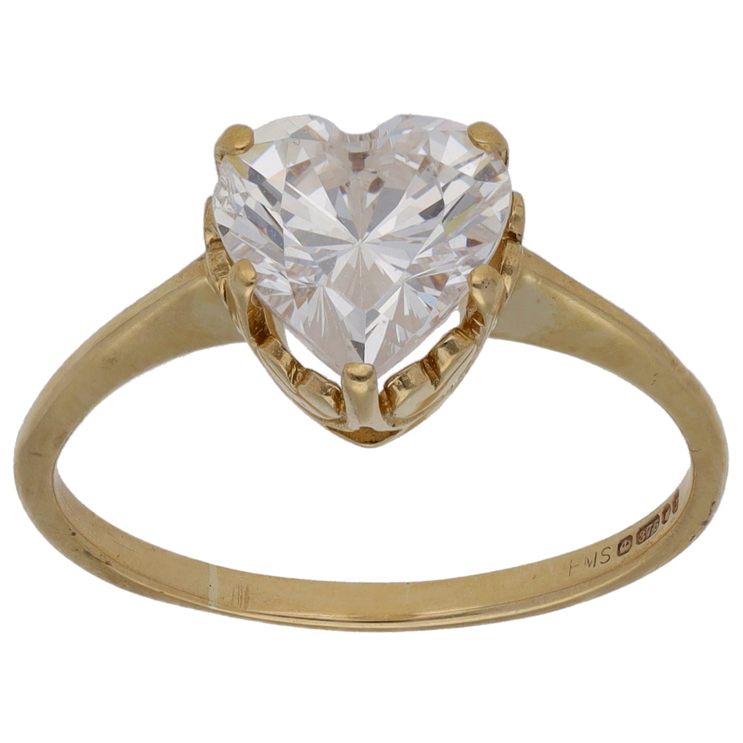 9ct Gold Cubic Zirconia Single Stone Ring Size O