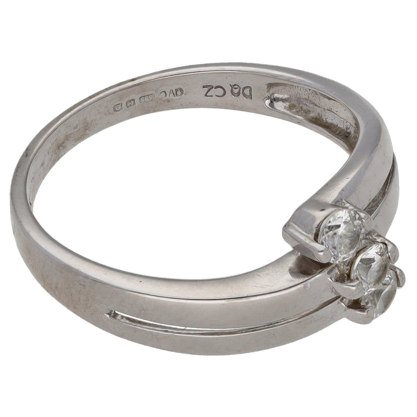 14ct White Gold Cubic Zirconia Trilogy Ring Size P