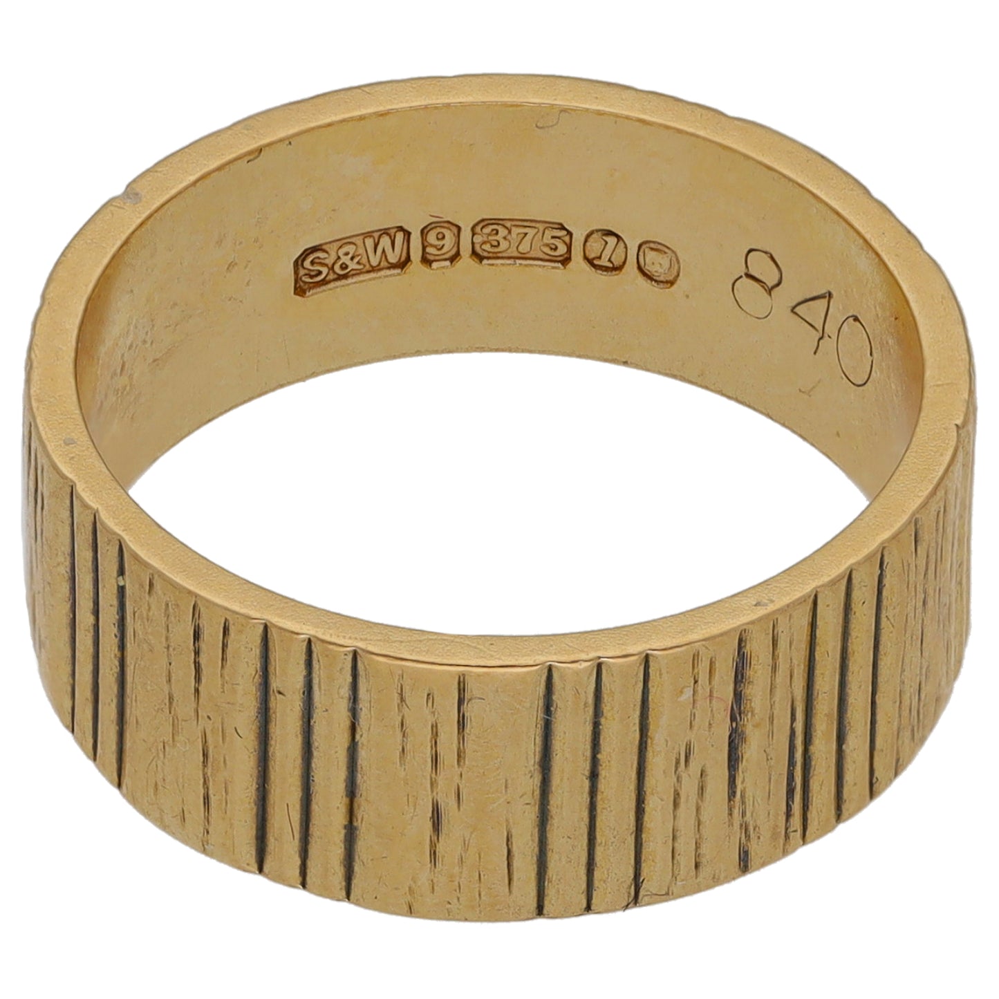 9ct Gold Patterned Wedding Ring Size L