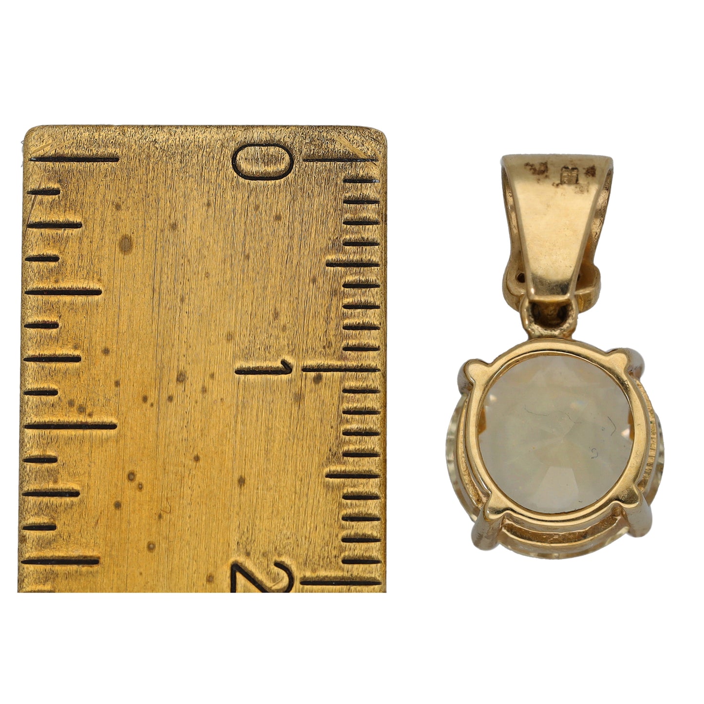 9ct Gold Quartz & Imitation Dress/Cocktail Pendant