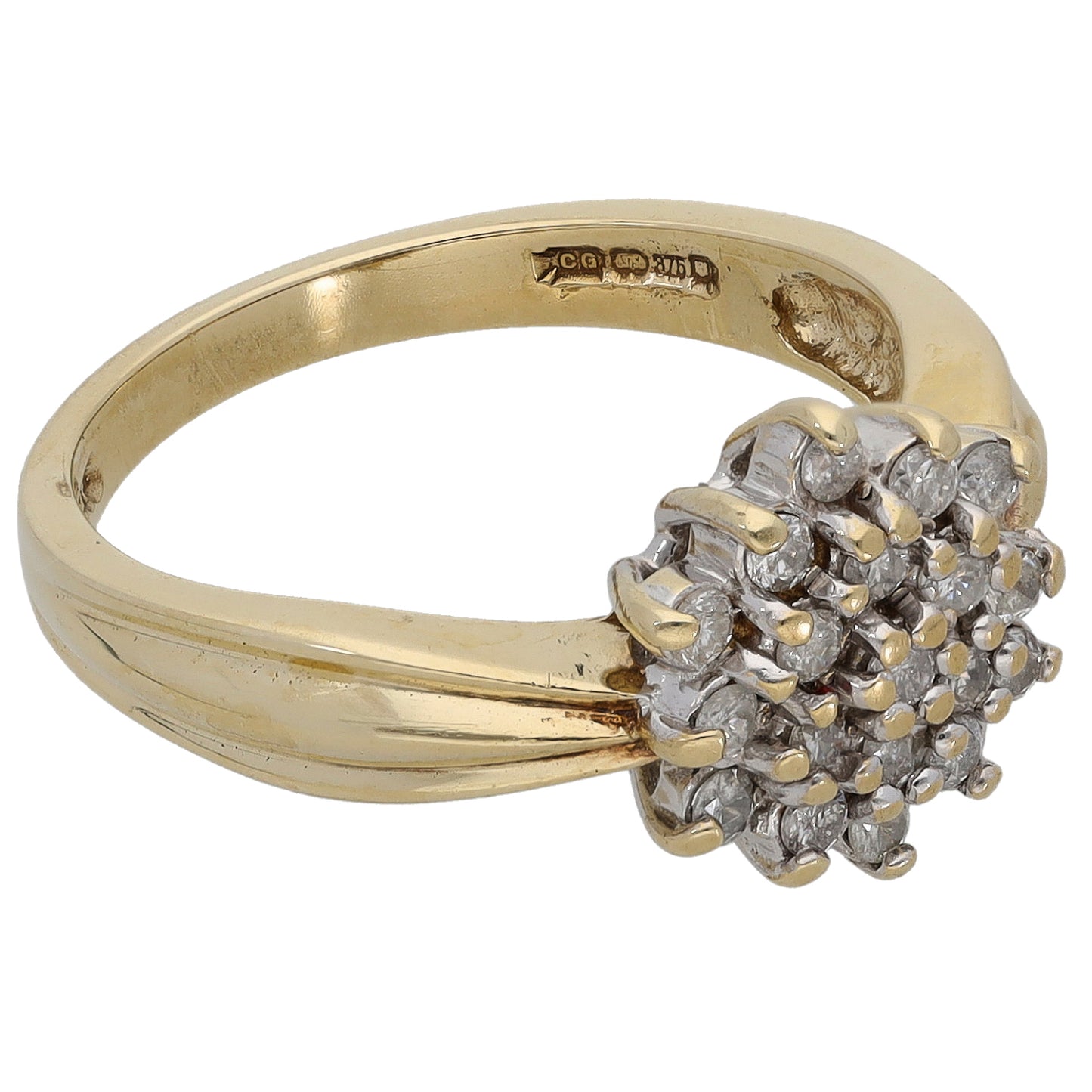9ct Gold 0.33ct Diamond Cluster Ring Size M