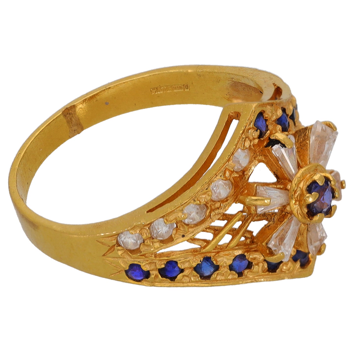 22ct Gold Imitation Gems Dress/Cocktail Ring Size O