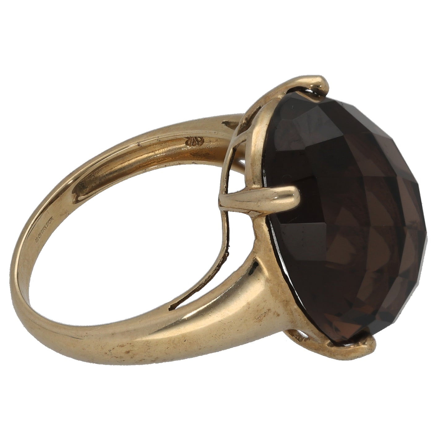 9ct Gold Smoky Quartz Single Stone Ring Size N