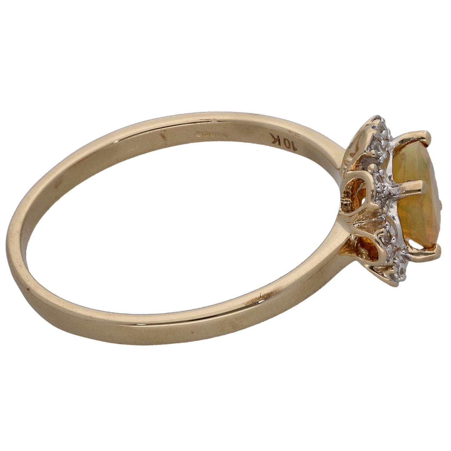 9ct Gold Opal & Imitation Gems Dress/Cocktail Ring Size S