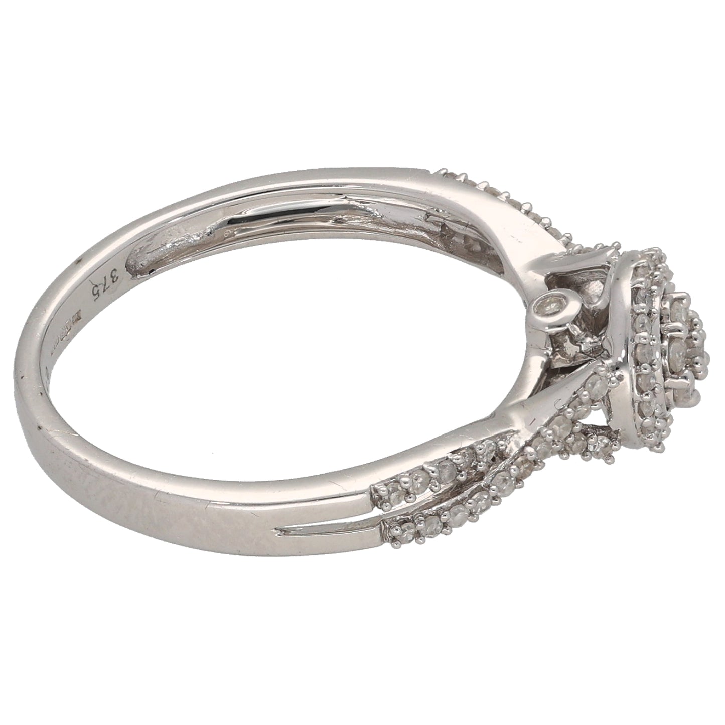 9ct White Gold 0.20ct Diamond Cluster Ring Size N