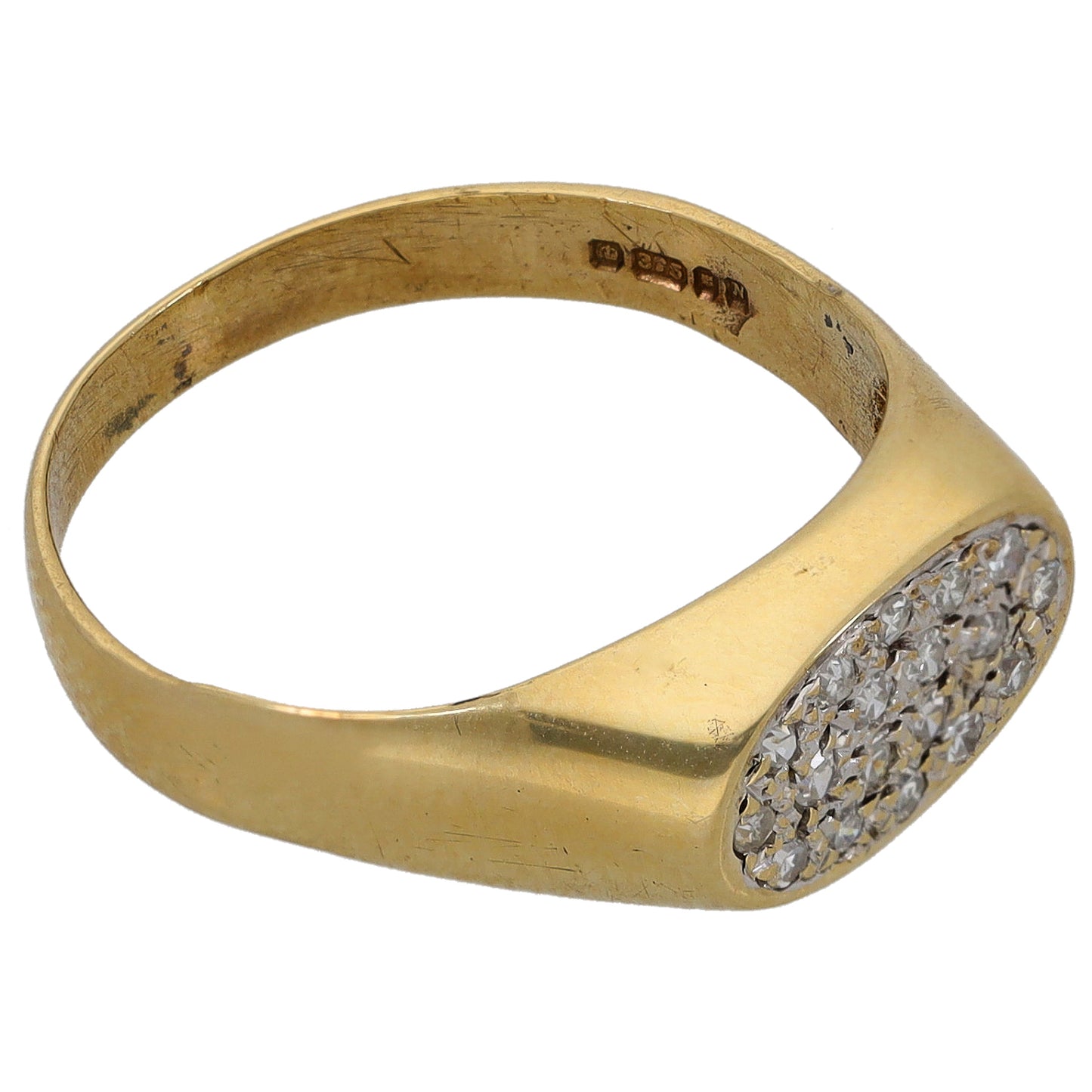 9ct Gold 0.09ct Diamond Signet Ring Size P