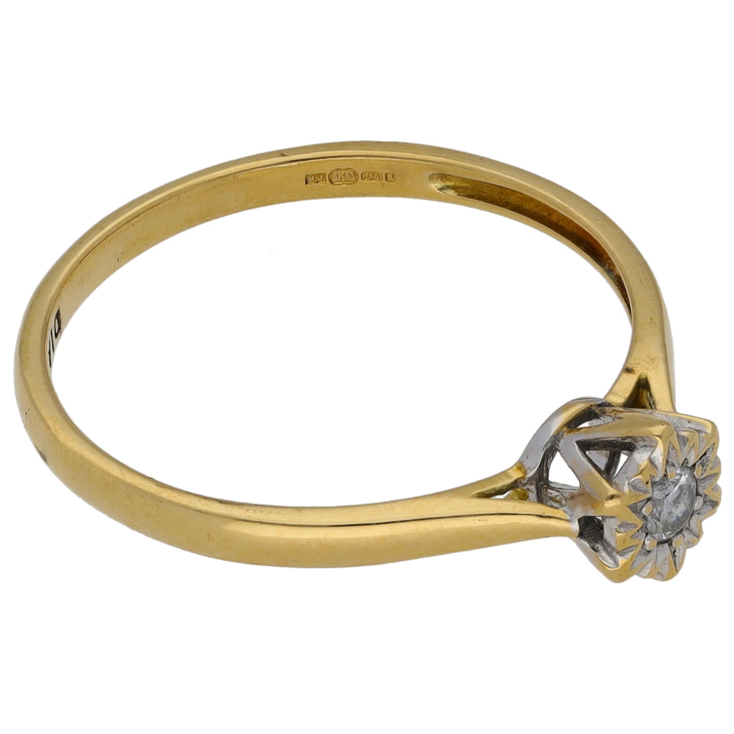18ct Gold 0.05ct Diamond Solitaire Ring Size N