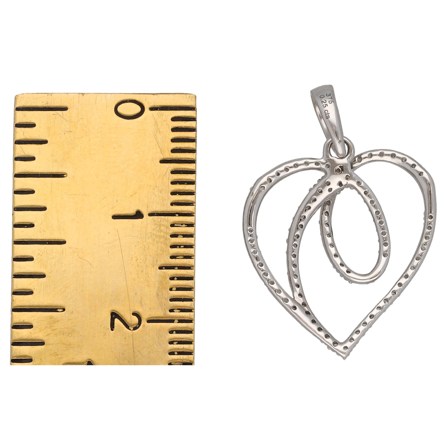 9ct White Gold 0.25ct Diamond Heart Pendant