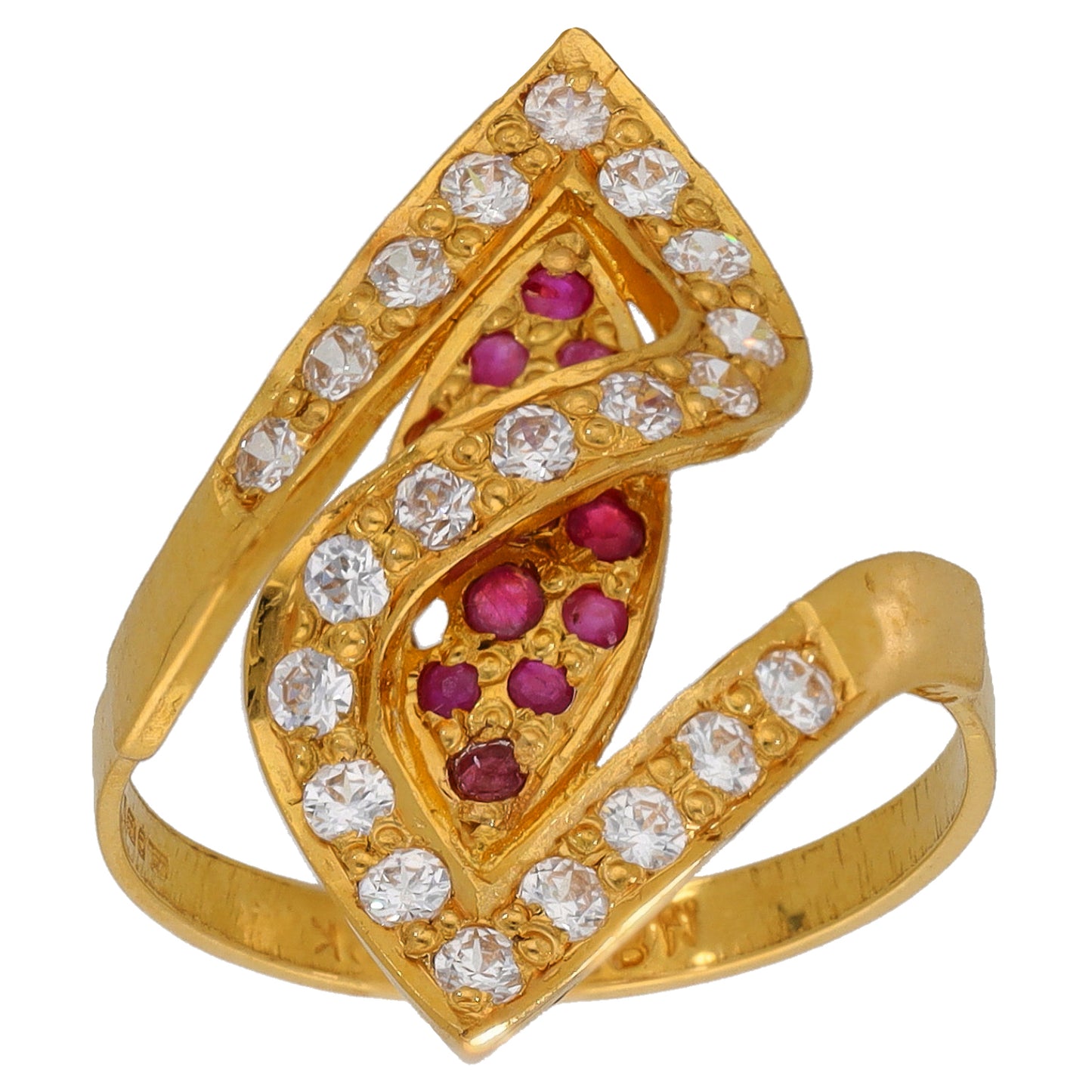 22ct Gold Ruby & Cubic Zirconia Dress/Cocktail Ring Size O