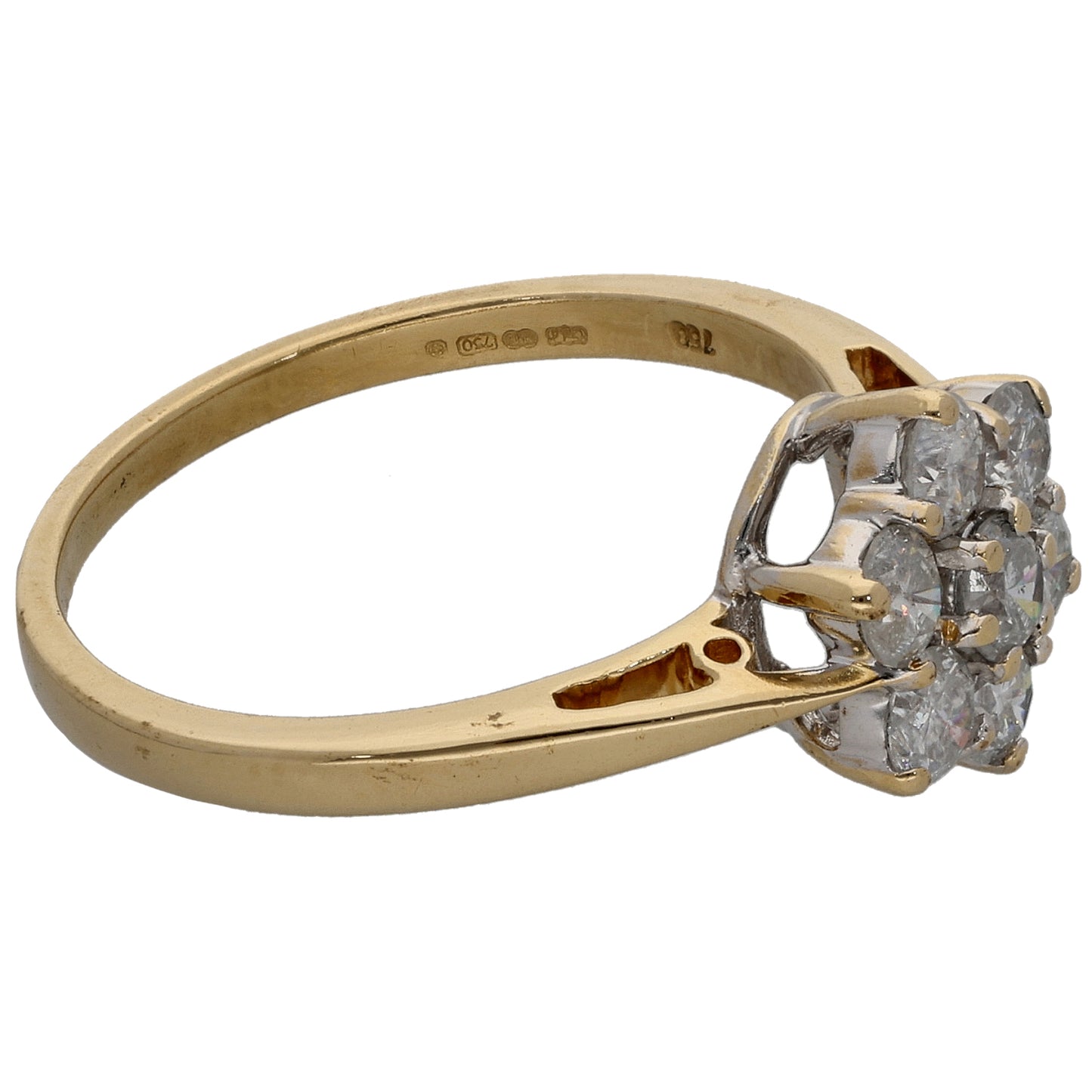 18ct Gold 1.00ct Diamond Cluster Ring Size Q