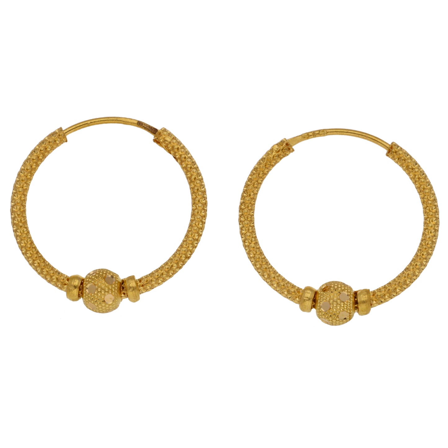 New 22ct Gold Bead Hoop Earrings