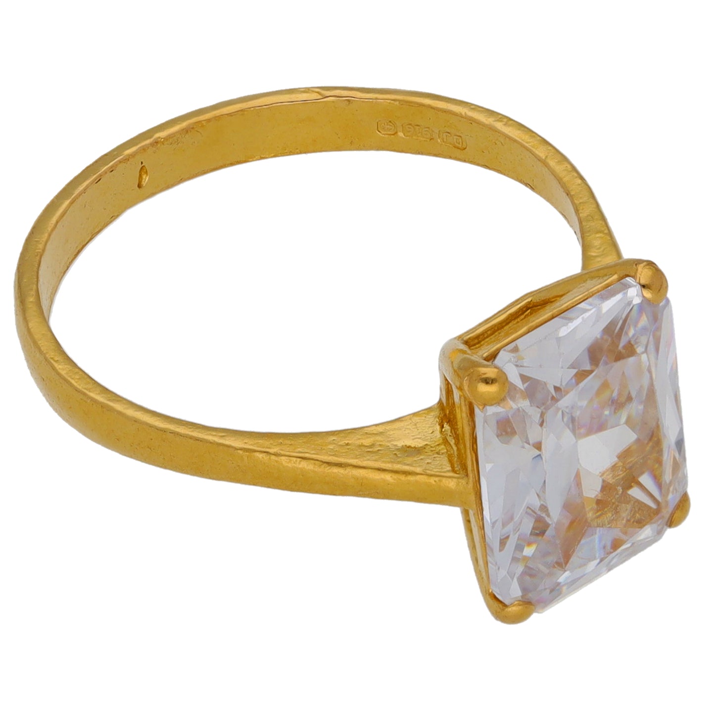 22ct Gold Cubic Zirconia Single Stone Ring Size N