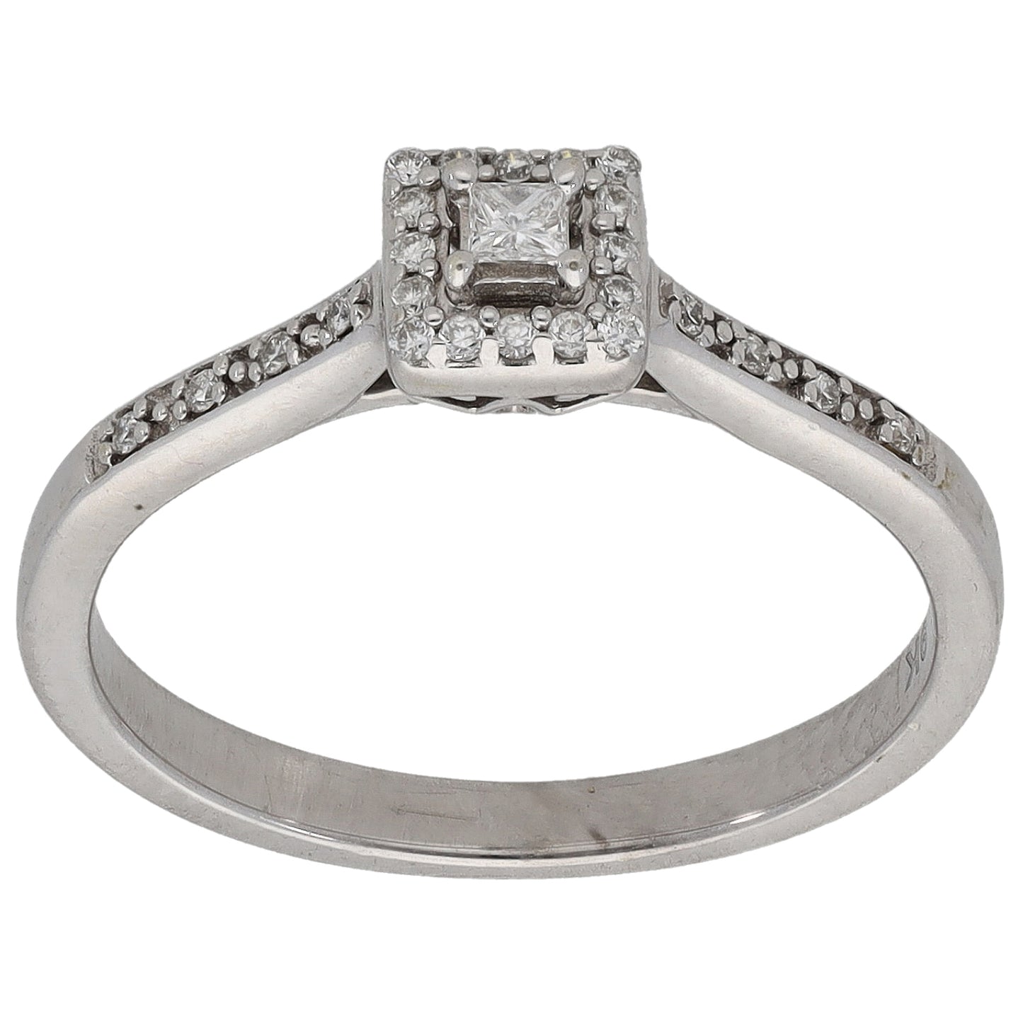 9ct White Gold 0.29ct Diamond Halo Ring Size L