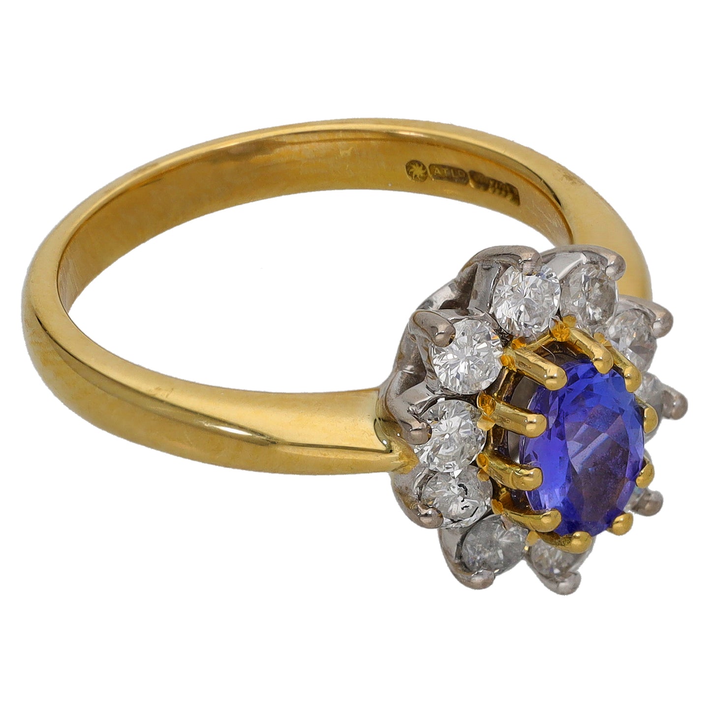 18ct Gold Tanzanite & 0.70ct Diamond Dress/Cocktail Ring Size O