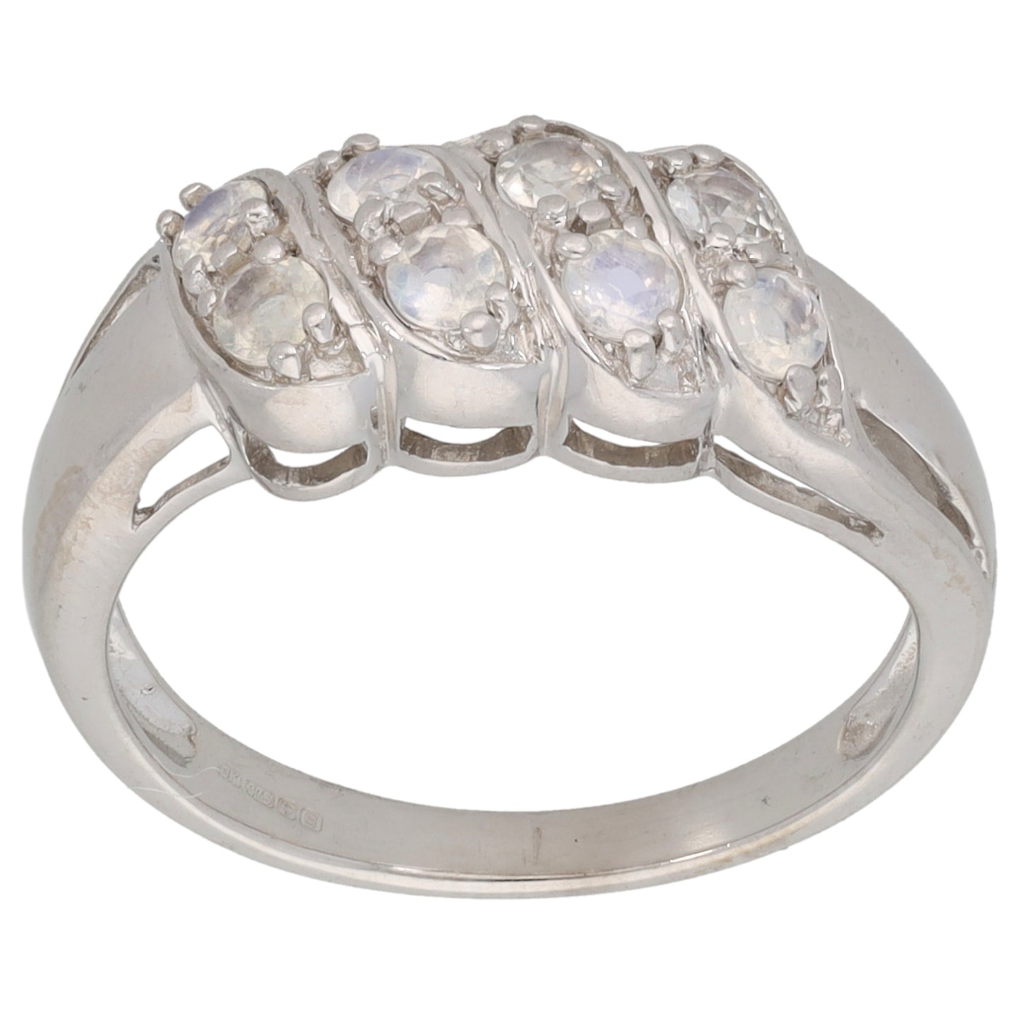 9ct White Gold Imitation Gems Dress/Cocktail Ring Size N