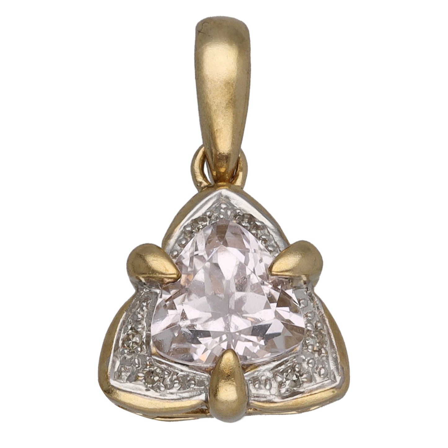 9ct Gold Kunzite & 0.06ct Diamond Single Stone Pendant