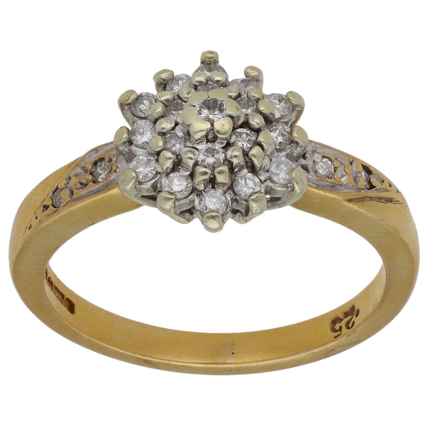 9ct Gold 0.25ct Diamond Cluster Ring Size M