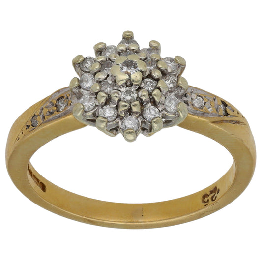 9ct Gold 0.25ct Diamond Cluster Ring Size M