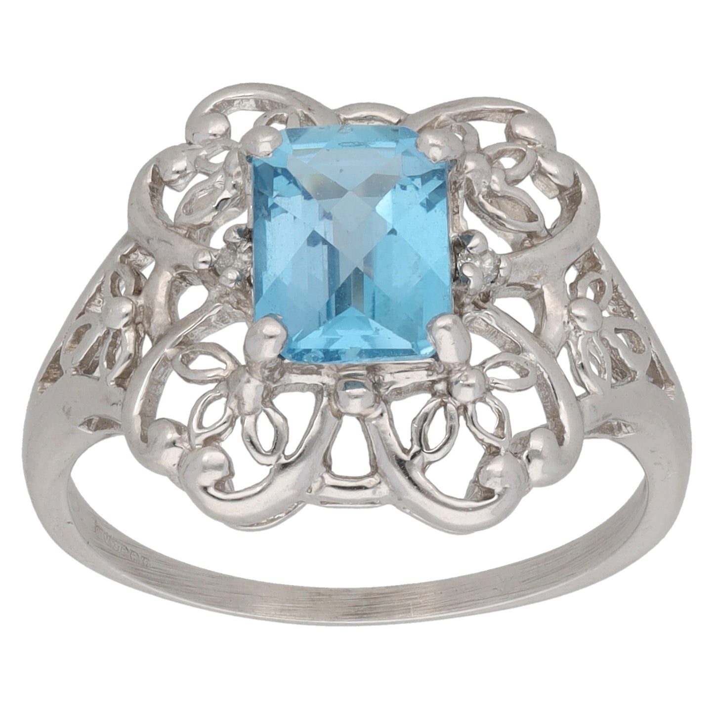 9ct White Gold Topaz Single Stone Ring Size R