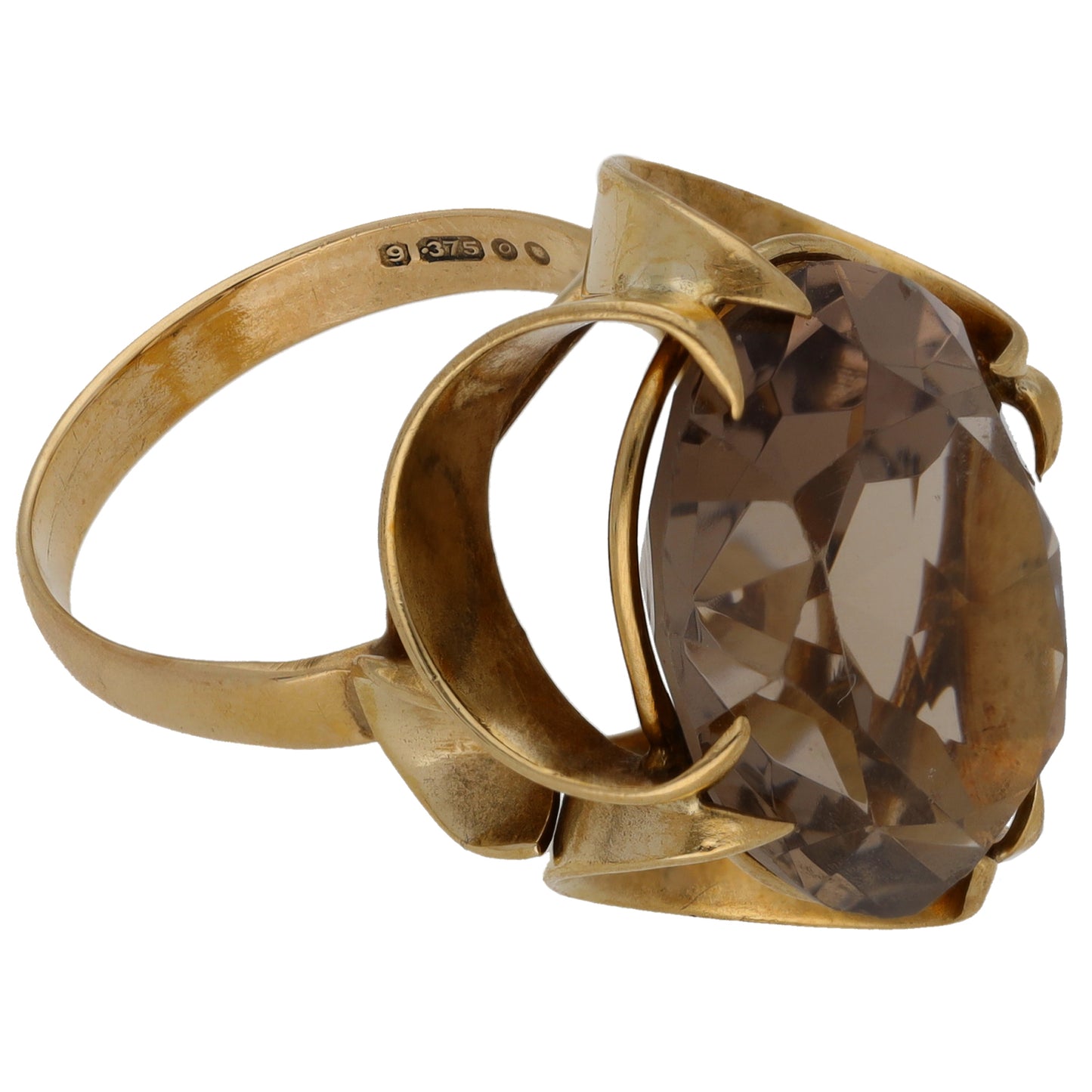 9ct Gold Smoky Quartz Single Stone Ring Size P
