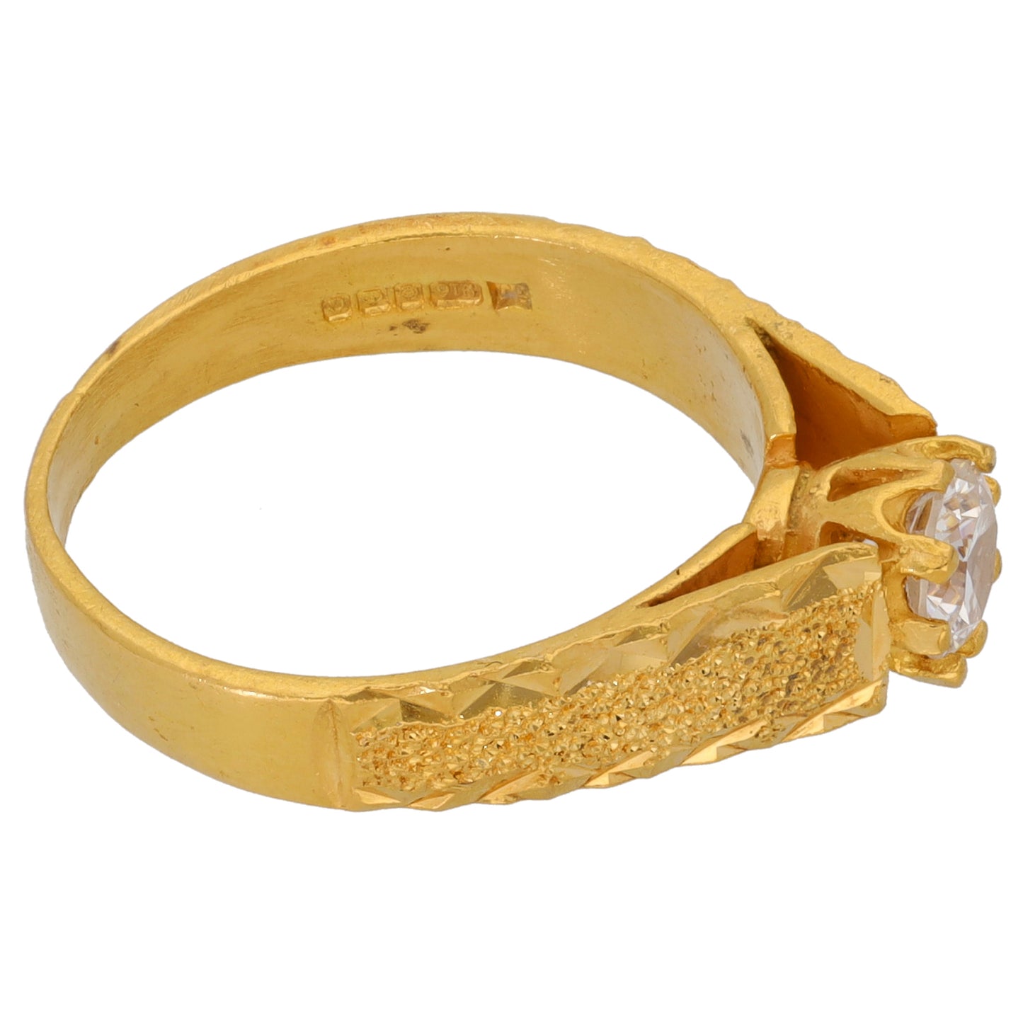 22ct Gold Cubic Zirconia Single Stone Ring Size O