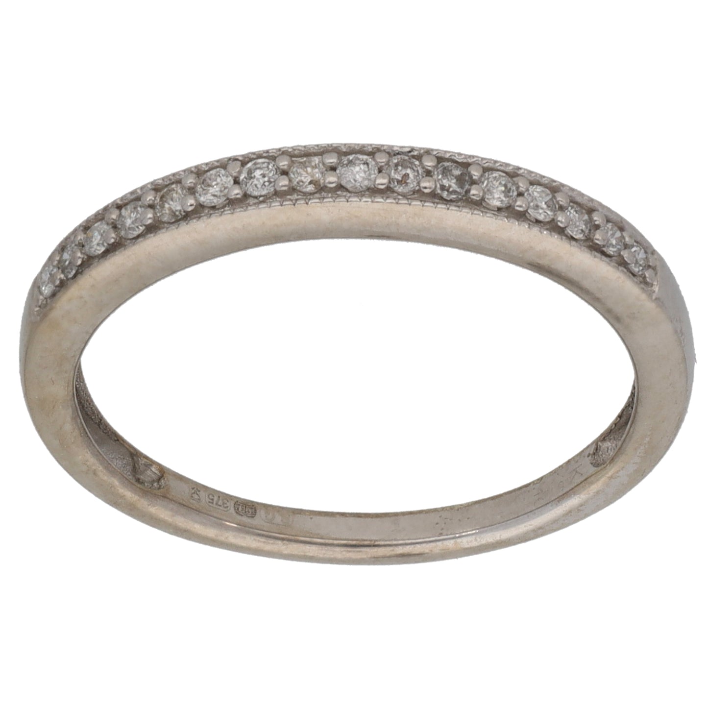 9ct White Gold 0.10ct Diamond Half Eternity Ring Size L