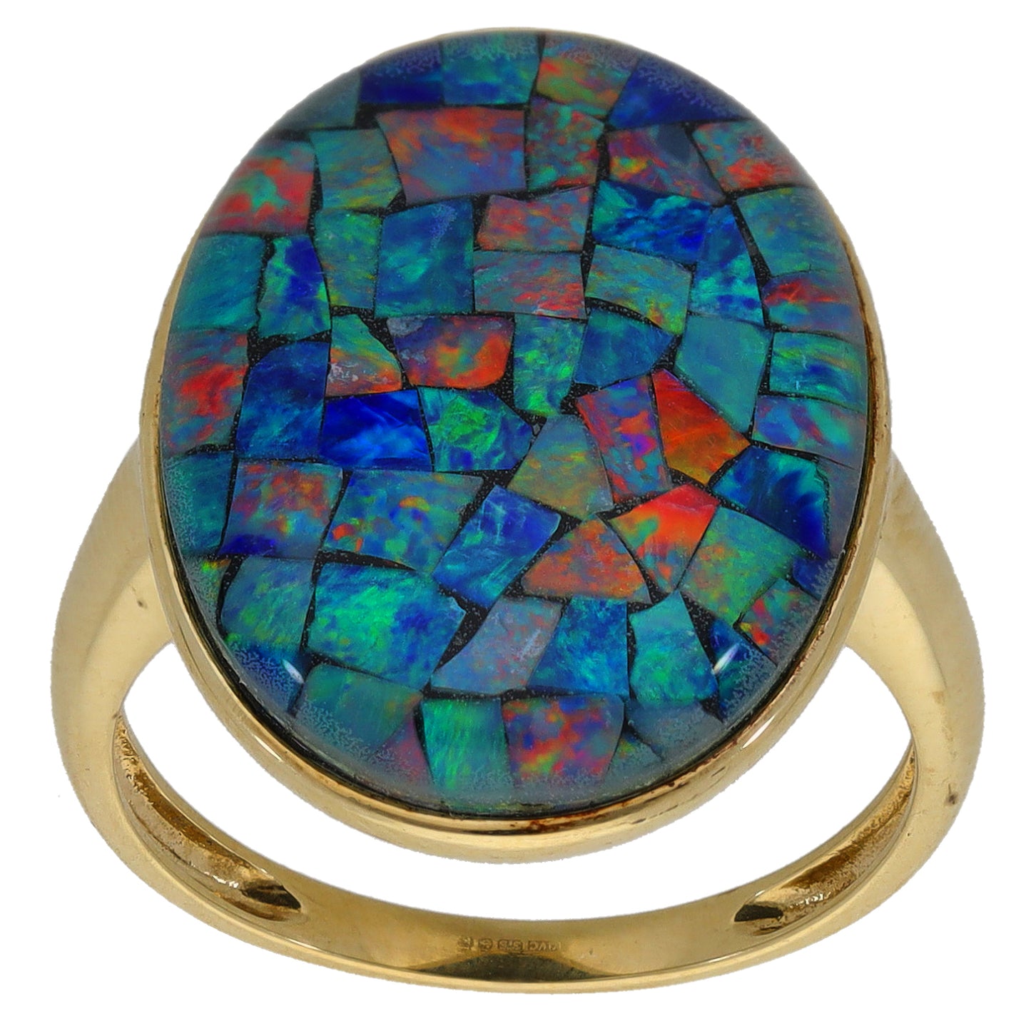 9ct Gold Opal Triplet Single Stone Ring Size Q
