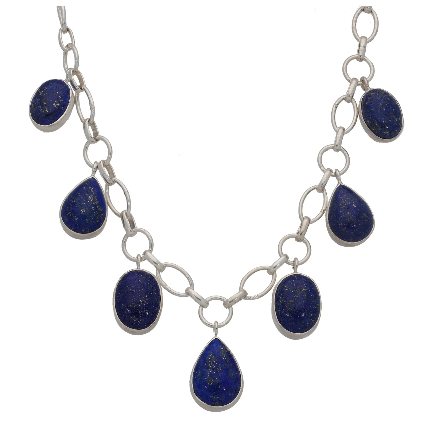 Sterling Silver Lapis Lazuli Fancy Necklace 18"