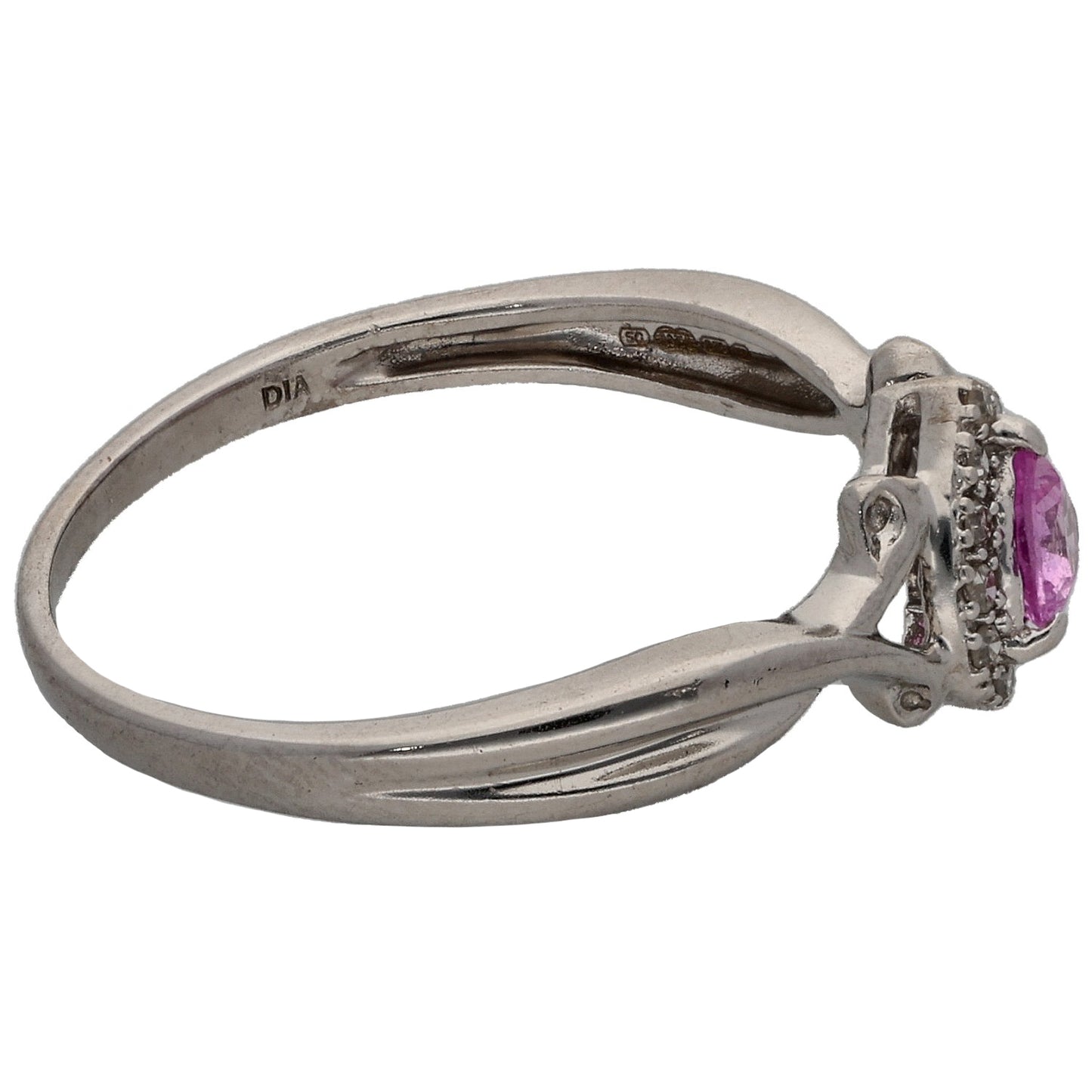9ct White Gold Sapphire & 0.065ct Diamond Dress/Cocktail Ring Size M