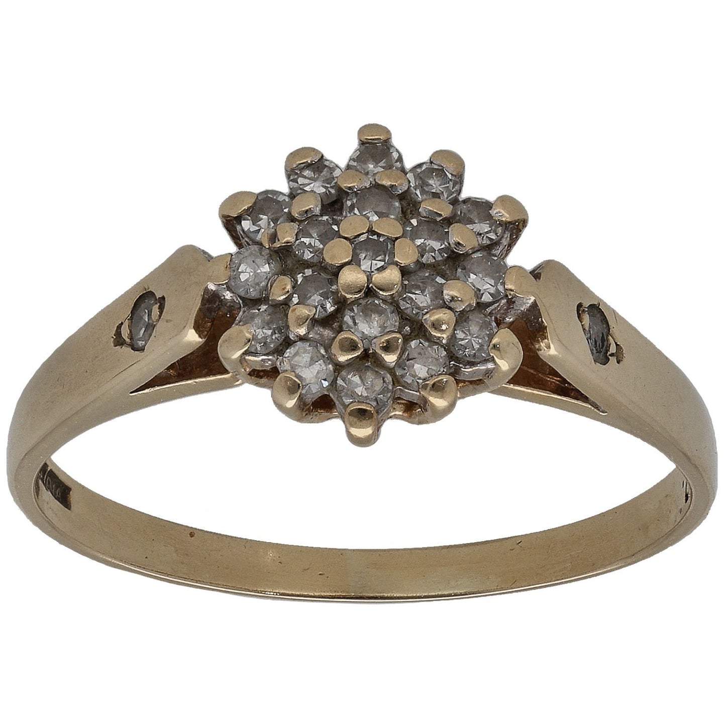 9ct Gold 0.25ct Diamond Cluster Ring Size N