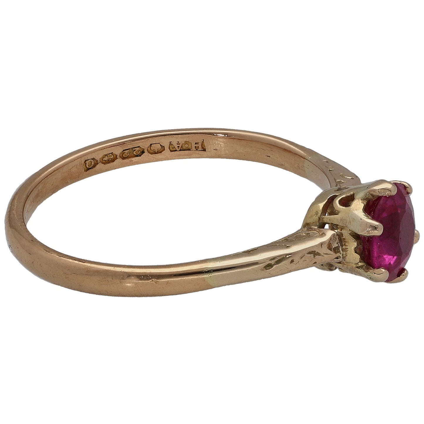 22ct Gold Man Made Ruby Single Stone Ring Size P