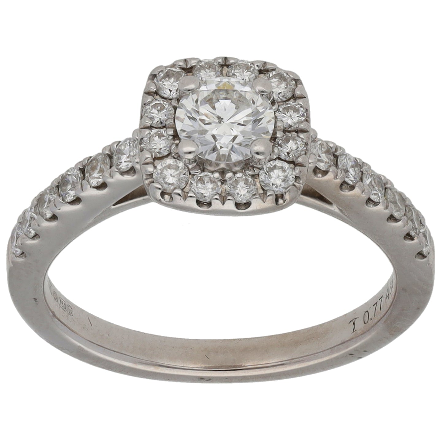 18ct White Gold 0.77ct Diamond Cluster Ring Size K