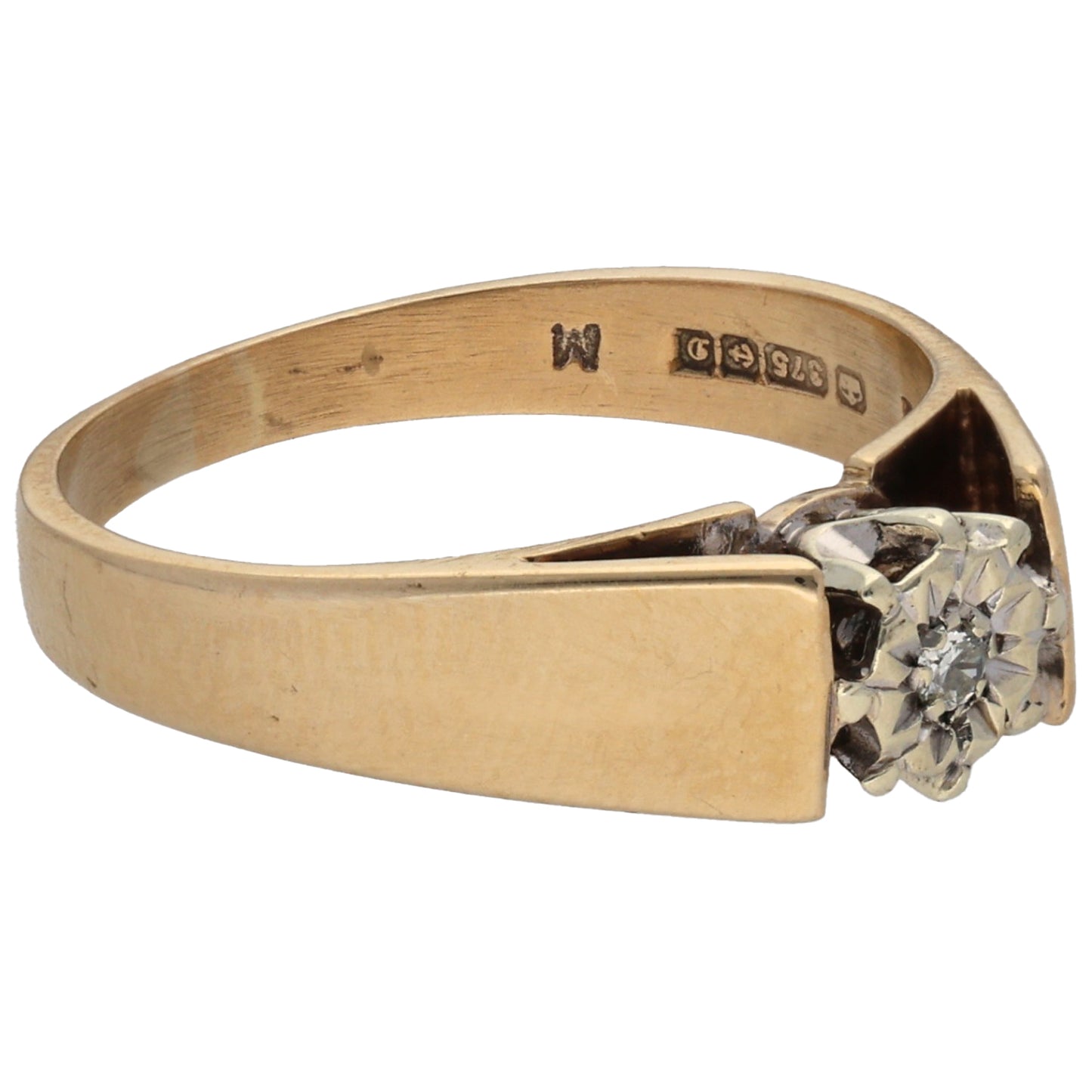 9ct Gold 0.03ct Diamond Solitaire Ring Size M