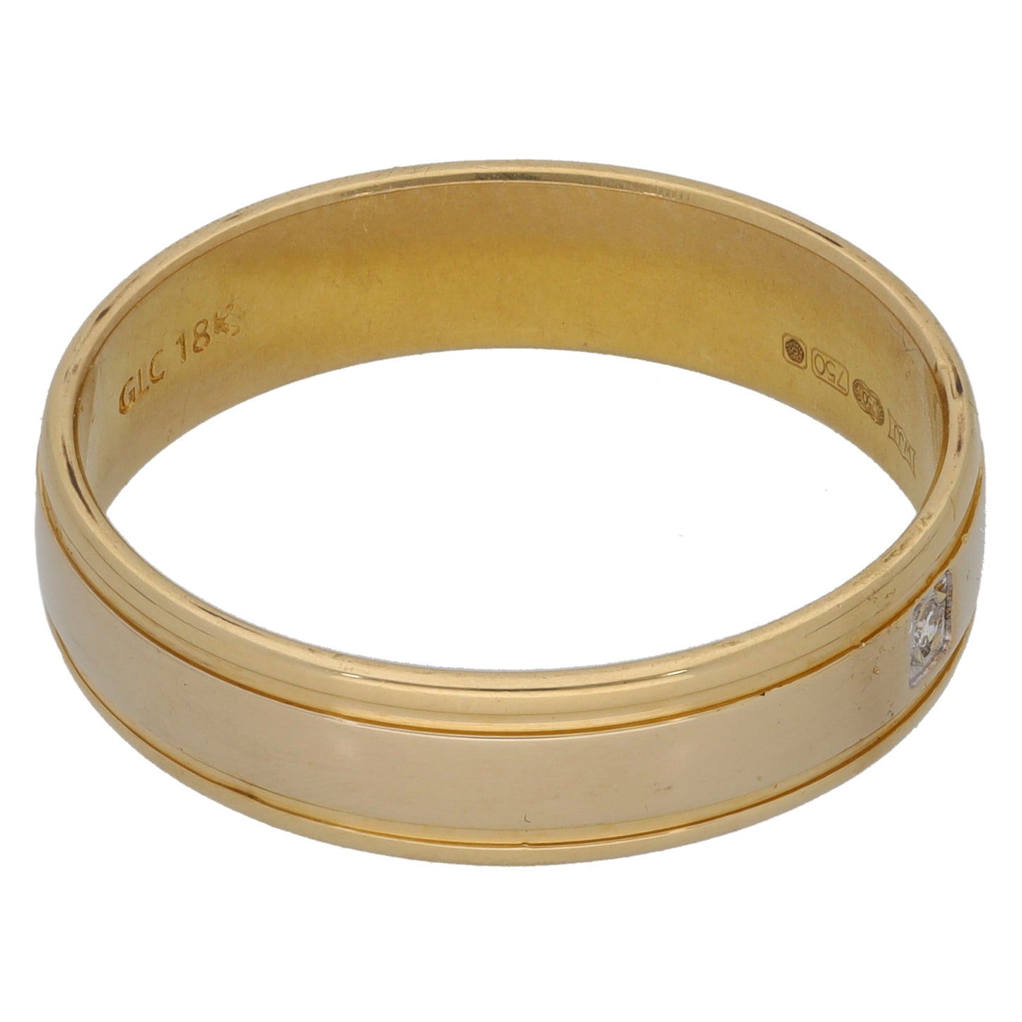 18ct Gold 0.01ct Diamond Patterned Wedding Ring Size W