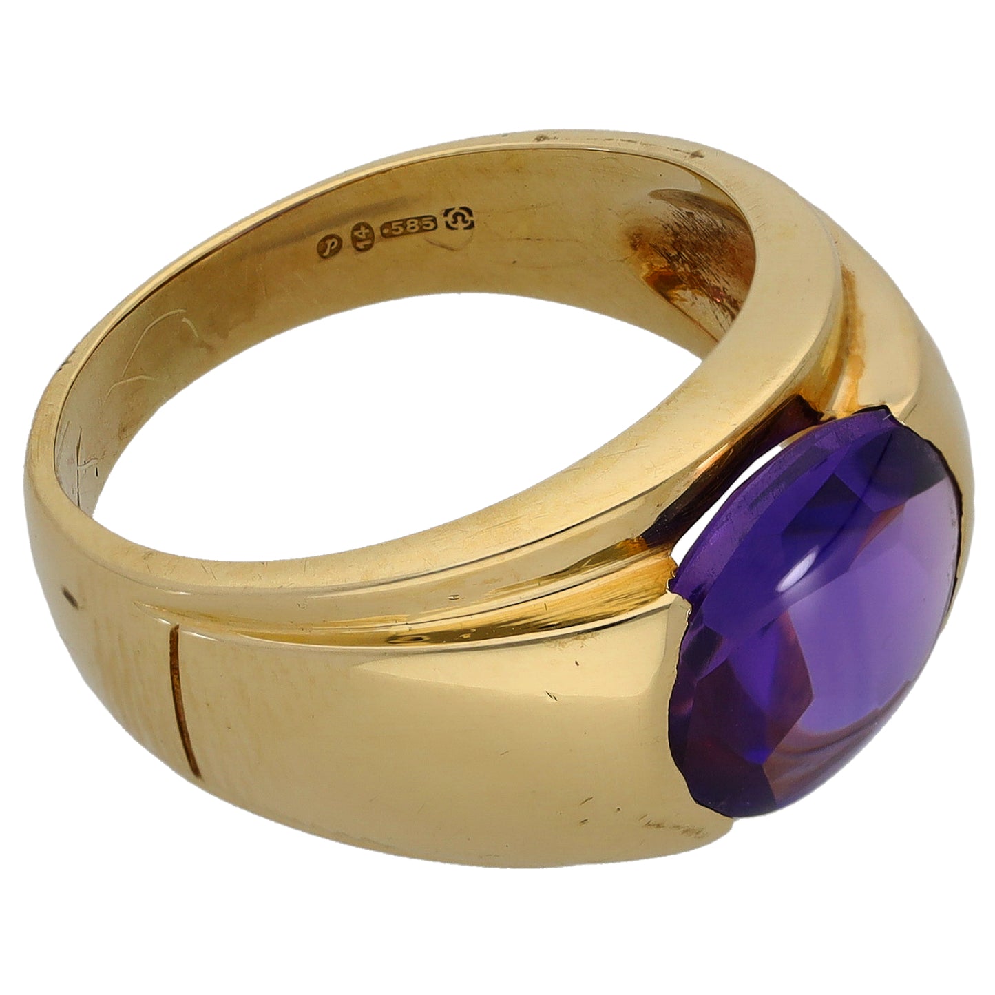 14ct Gold Amethyst Single Stone Ring Size P