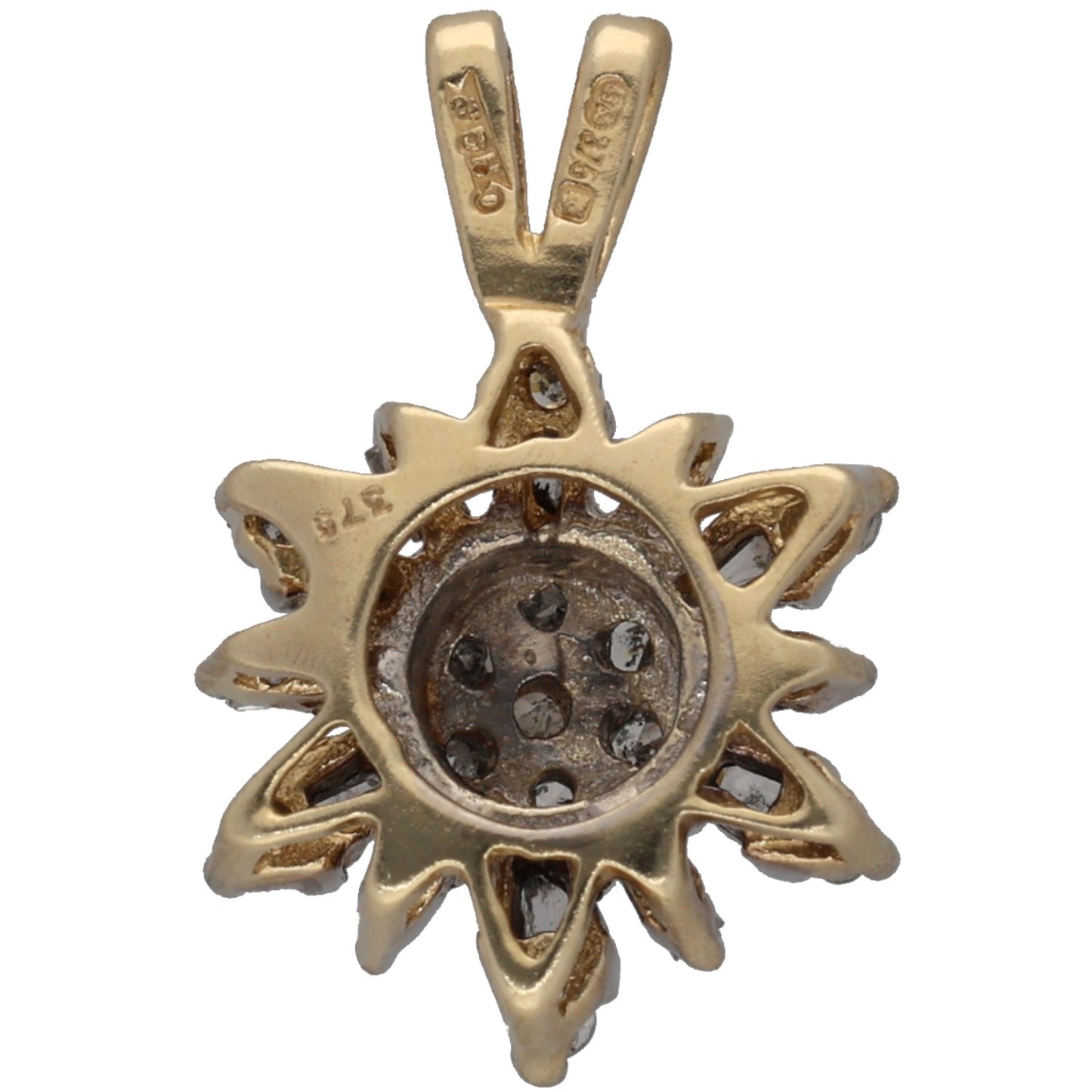 9ct Gold 0.25ct Diamond Cluster Pendant