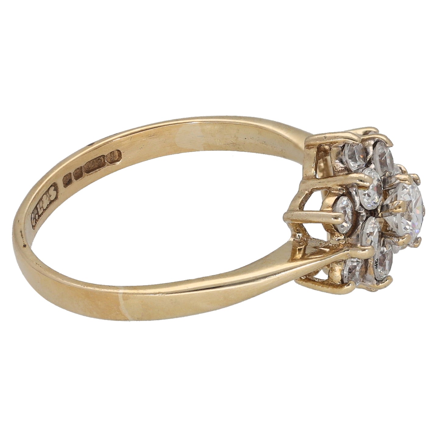 9ct Gold Cubic Zirconia Cluster Ring Size N