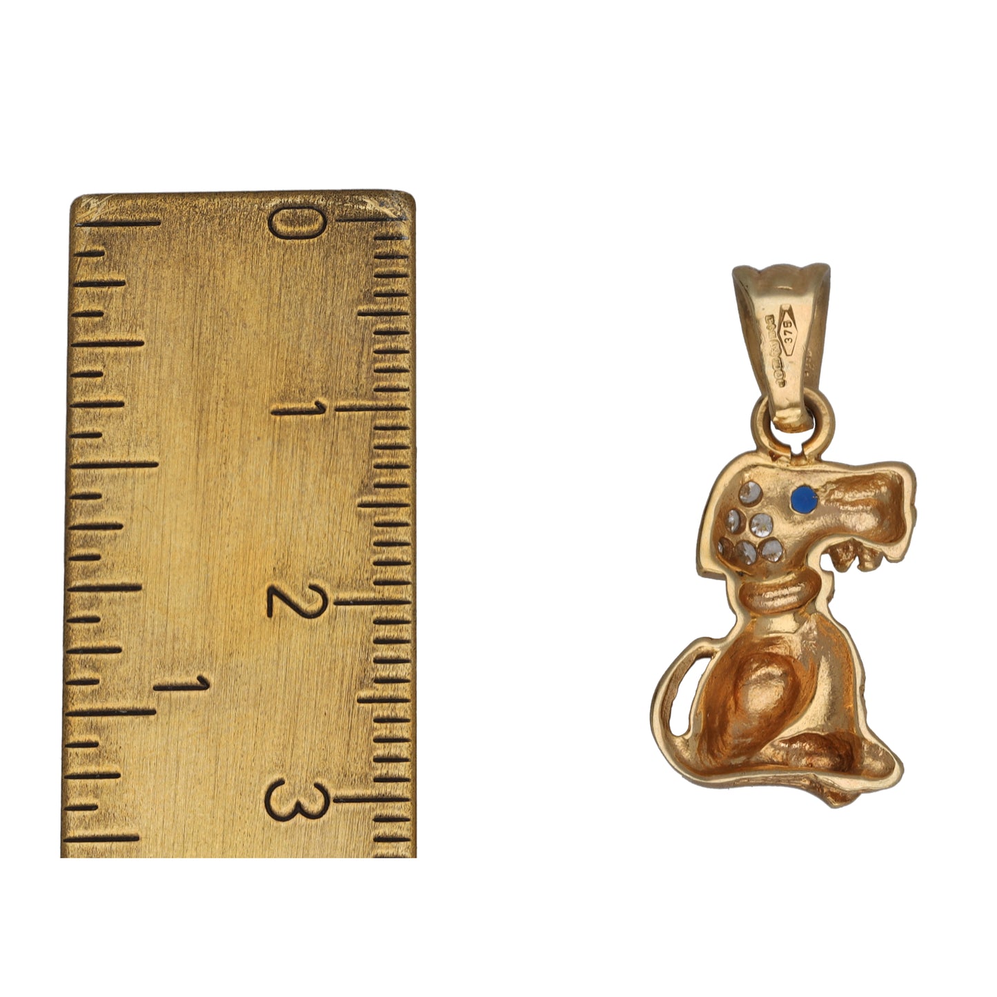 9ct Gold Imitation Gems Dog Pendant
