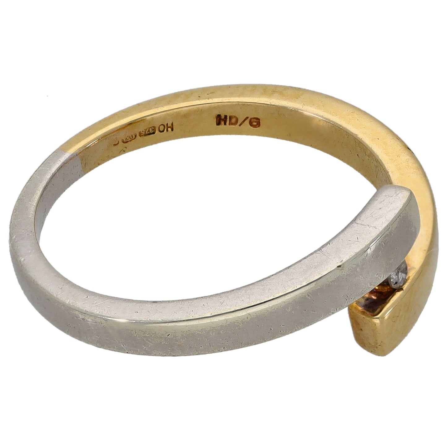 9ct Bi-Colour Gold 0.01ct Diamond Solitaite Ring Size L
