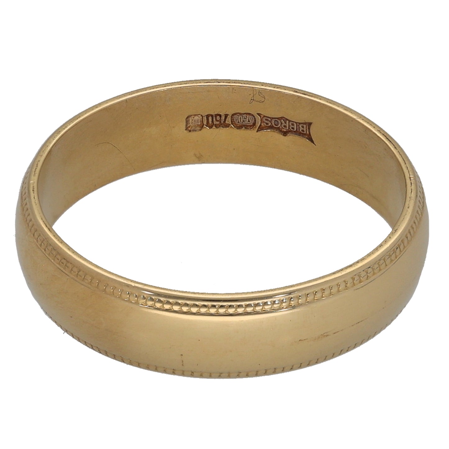 18ct Gold Patterned Wedding Ring Size N