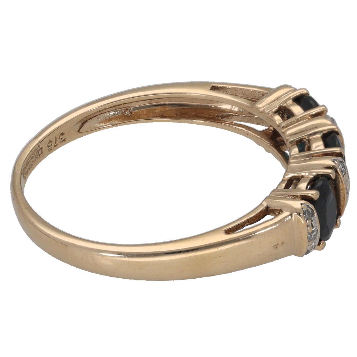 9ct Gold 0.06ct Diamond & Sapphire Half Eternity Ring Size O