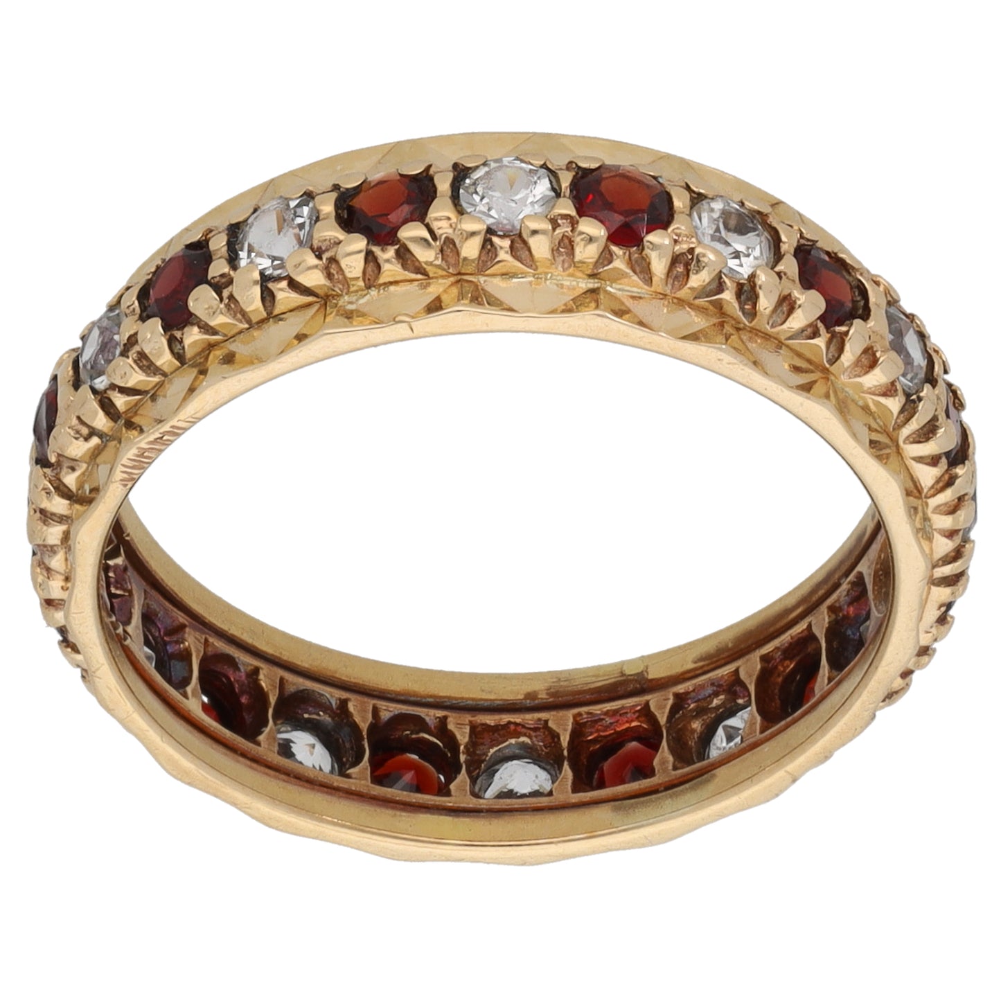 9ct Gold Garnet & Cubic Zirconia Eternity Ring Size O