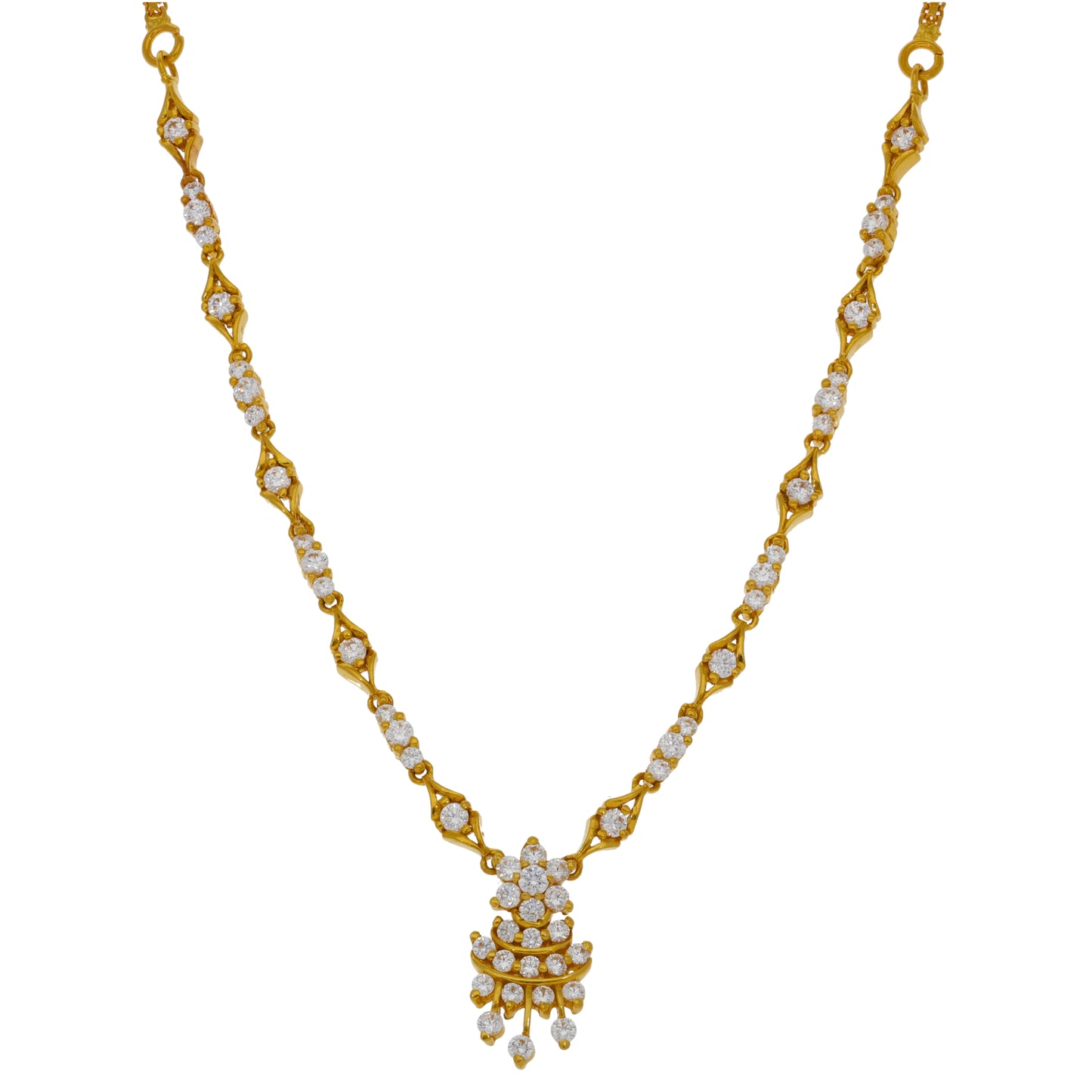 22ct Gold Cubic Zirconia Fancy Necklace 16"