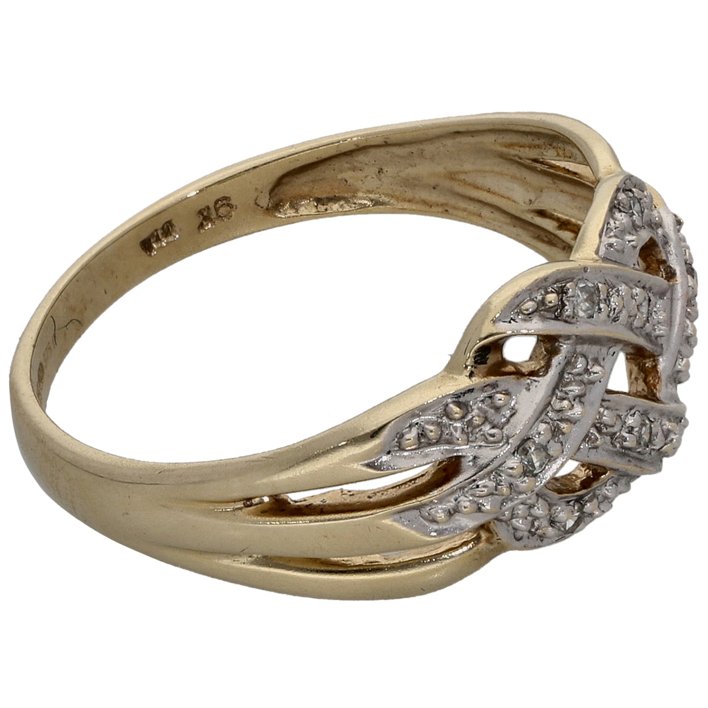 9ct Bicolour Gold 0.05ct Diamond Cluster Ring Size L