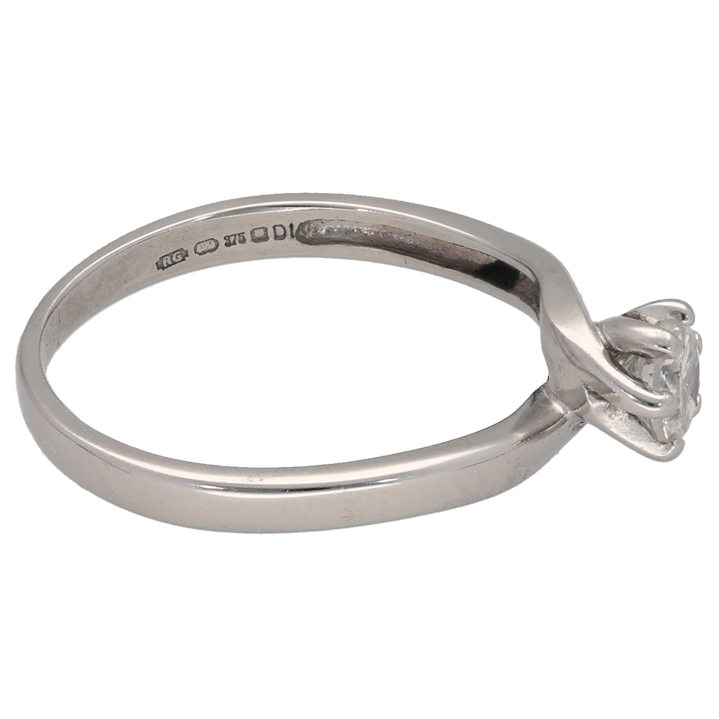 9ct White Gold 0.30ct Diamond Solitaire Ring Size L