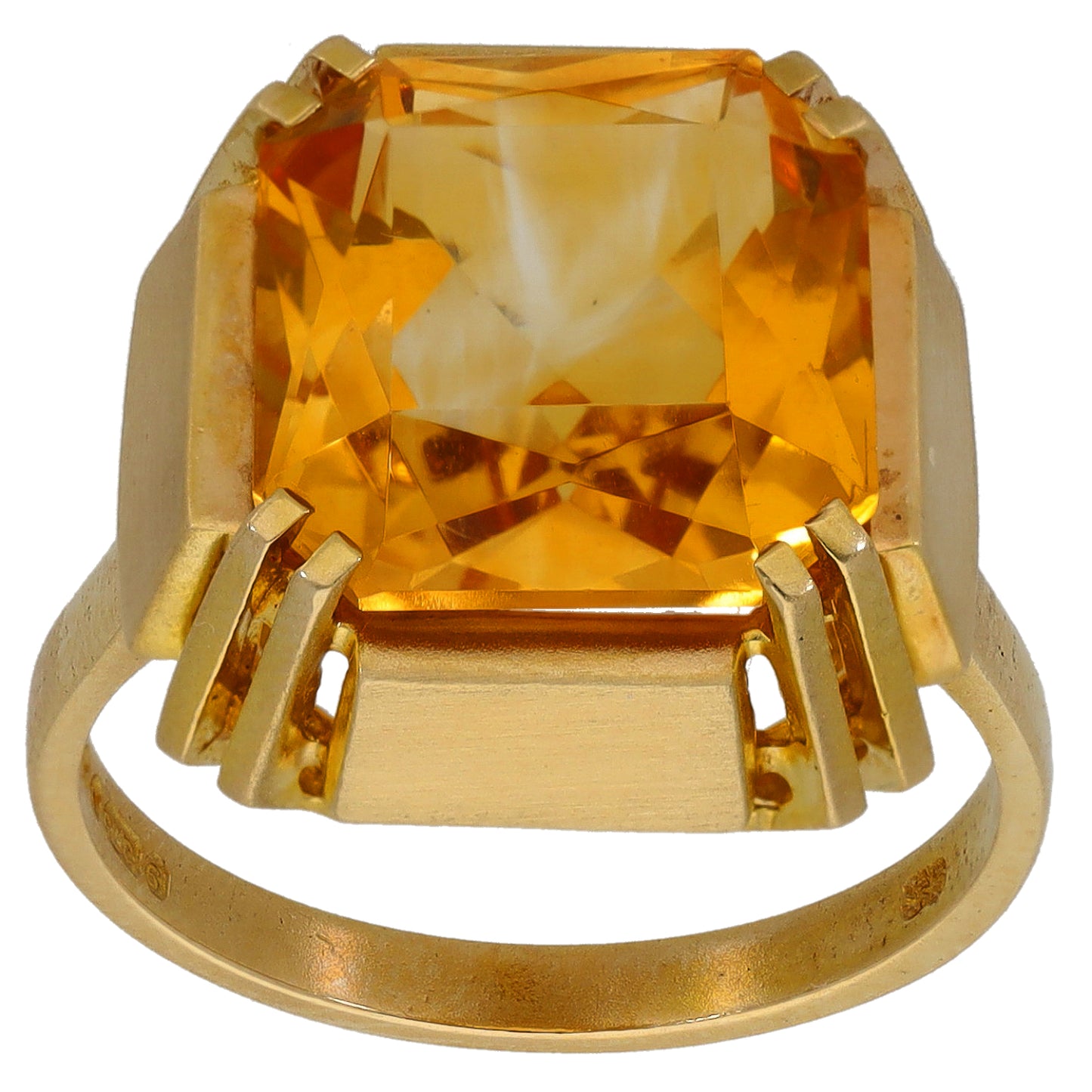 9ct Gold Citrine Single Stone Ring Size Q