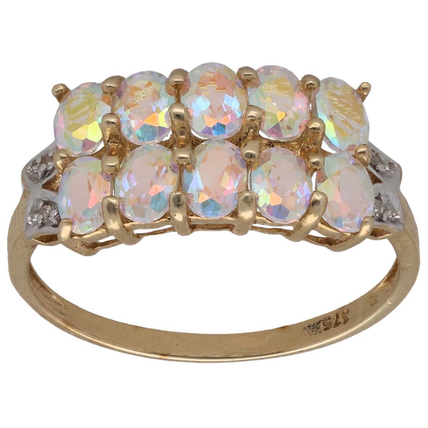 9ct Gold Coated Topaz & 0.02ct Diamond Dress/Cocktail Ring Size P