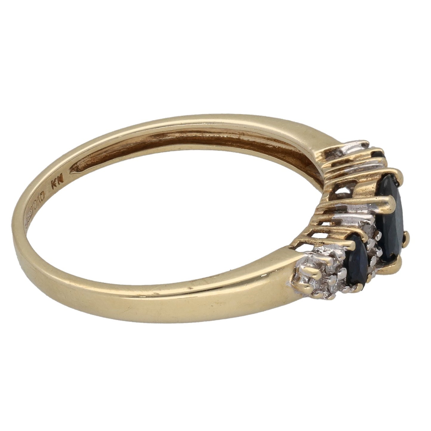 9ct Gold Sapphire & 0.16ct Diamond Ring Set Size Q