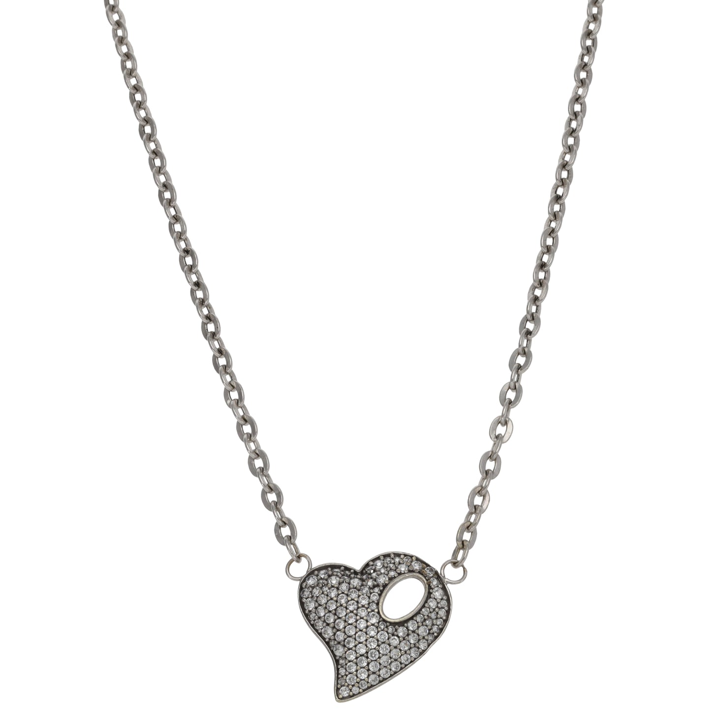 9ct White Gold Cubic Zirconia Fancy Necklace 18"